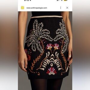 Anthropologie Farm Rio Knit Palm Tree Multicolor Knit Skirt M